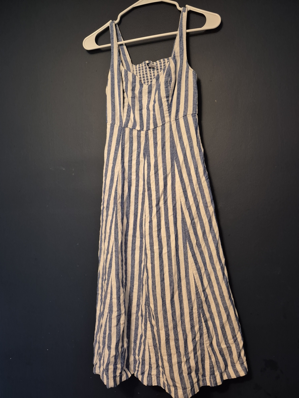 Old Navy Navy and White Textured Stripe Top